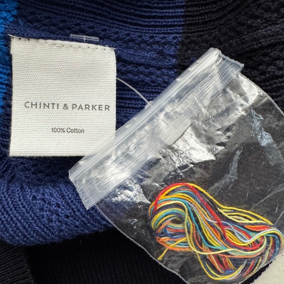 CHINTI & PARKER Sweater Medium Rainbow Stripe Mock Neck Ribbed Knit 100% Cotton - Picture 7 of 9